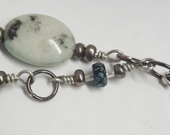 Kiwi Quartz Ladybug Charm Bracelet