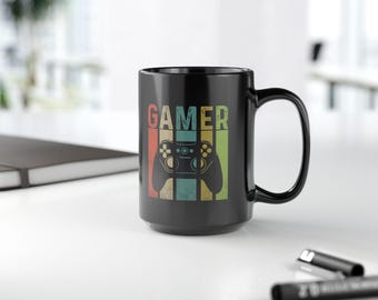 Tazza da giocatore, regalo di gioco per lui o per lei, tazza nera, 11oz, 15oz, regalo da giocatore, tazza da gioco, tazza da videogioco