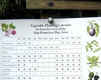 vegetable planting calendar for san francisco bay area etsy