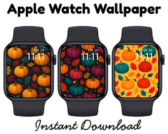 Paquete de fondos de pantalla de calabaza otoñal para Apple Watch: diseños inspirados en la cosecha de otoño (descarga digital)