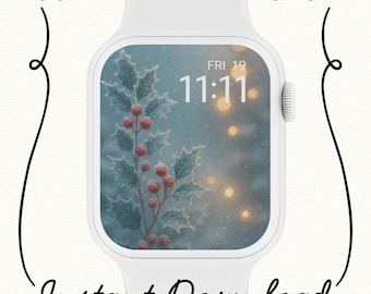 Holly Berry Christmas Apple Watch Wallpaper | Winter Holiday (Digital Download)