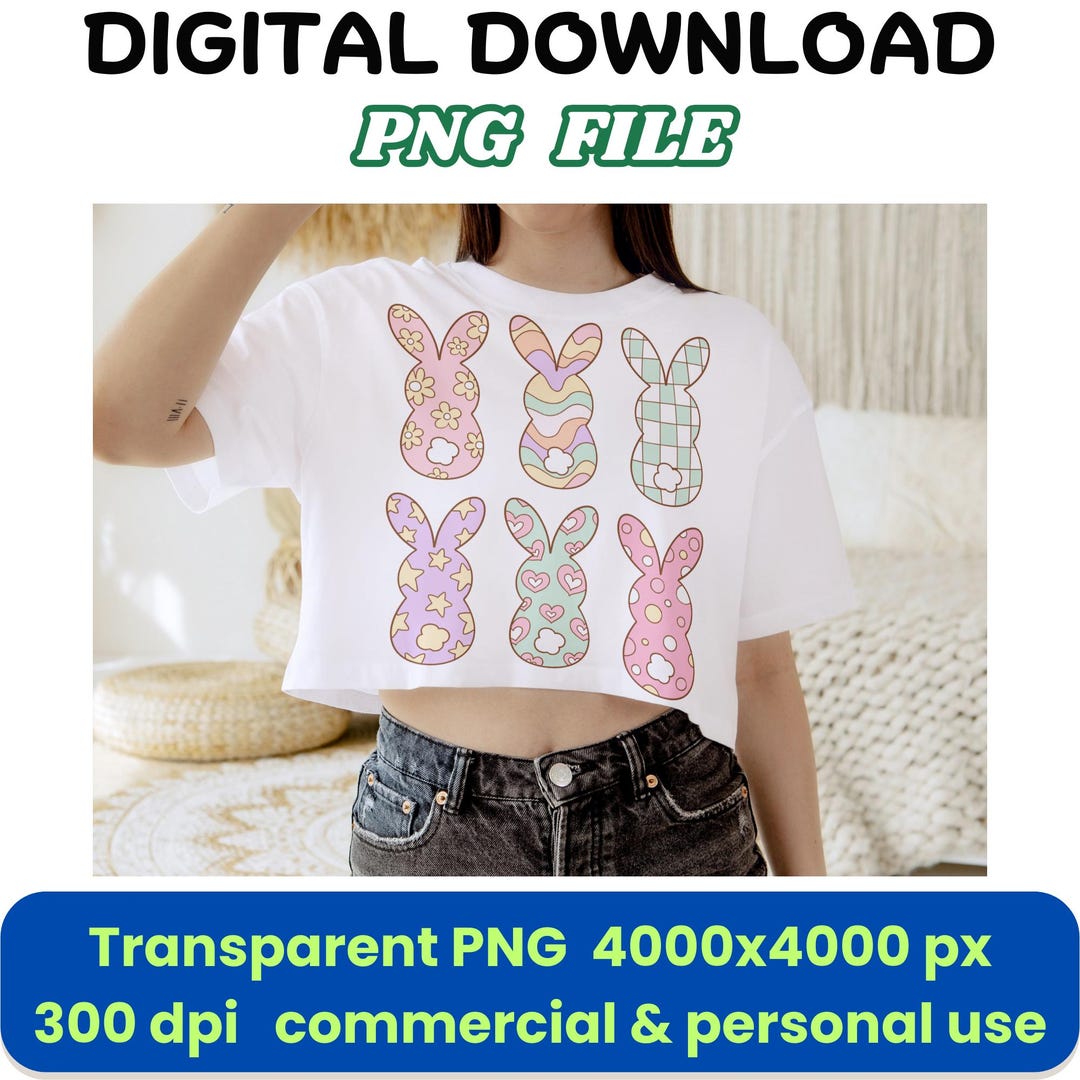 Pastel Easter Bunny PNG Clipart: Floral Rabbit Sublimation (digital ...