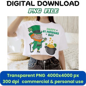 Leprechaun St. Patrick’s Day PNG, Lucky Pot of Gold Clipart, Irish Shamrock Sublimation, Cute St. Paddy’s Digital Download, Celtic Art
