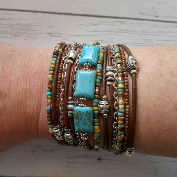 Unique Wrap Bracelet Best Turquoise Bracelet Modern Rustic Wrap Best Womans Bracelet burningman Style Best Friend Wrap Etsy