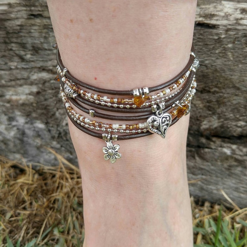 Double Wrap Anklet Boho Ankle Bracelet Wrap Ankle Bracelet Etsy