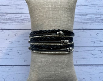 Vegan Leather Wrap Bracelet - Faux Leather Wrap Bracelet - Boho Wrap Bracelet - Women’s Wrap Bracelet