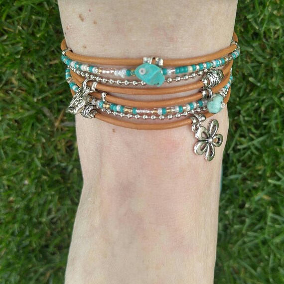 Ankle Bracelet Turquoise Anklet Music Festival Double Etsy