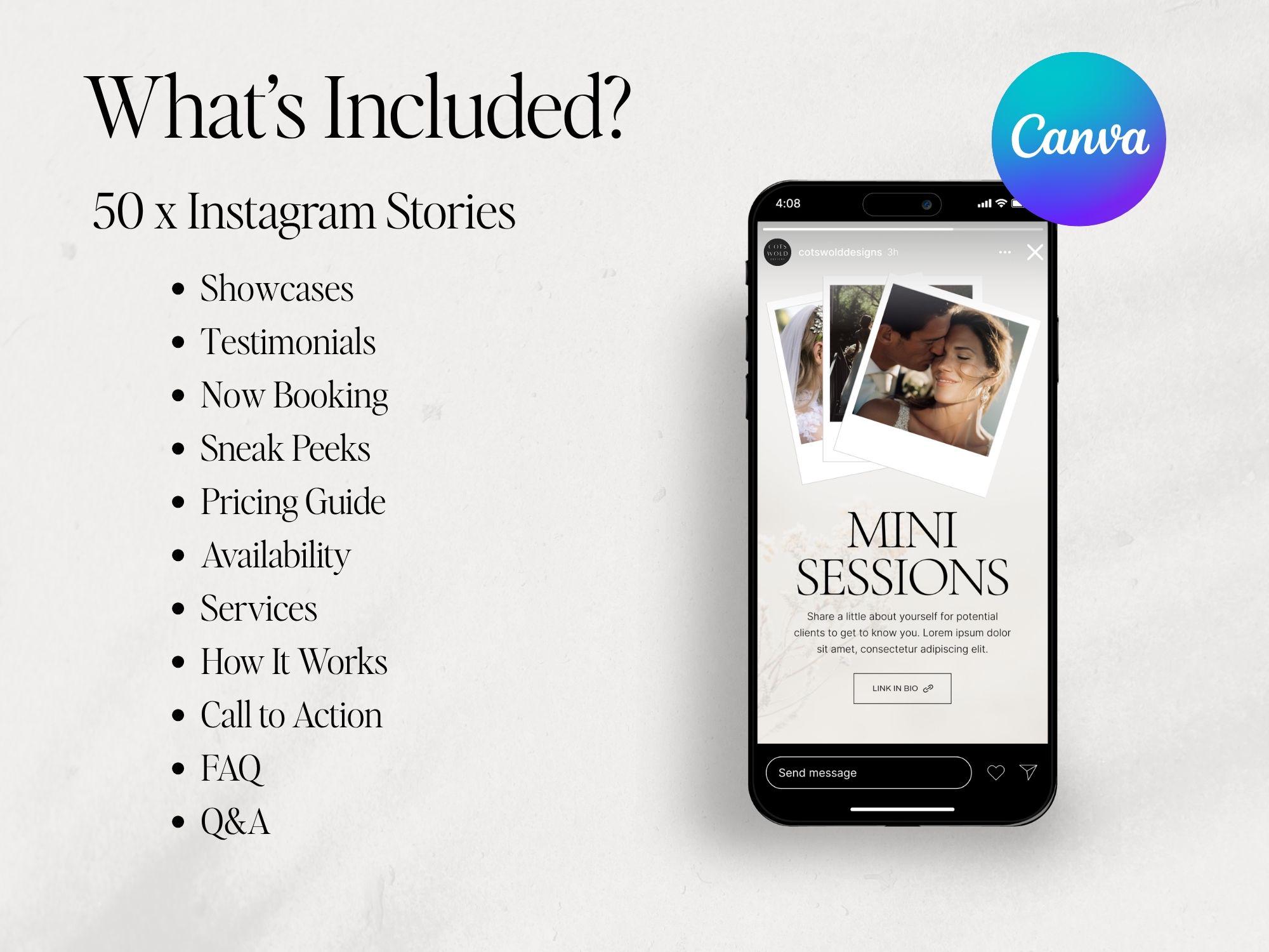 Photographer Instagram Stories Canva Template | Luxury Social Media ...