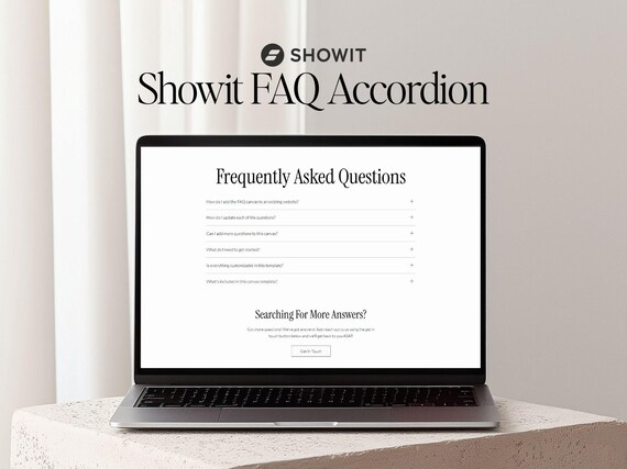 Showit FAQ Accordion Canvas | Showit Website Template Add On | Drop Down FAQ Canvas | Premium Website Template for Coaches & Photographers