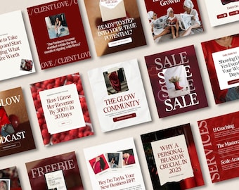 Burgundy Coach Instagram Templates | Luxury Social Media Carousels (Canva)