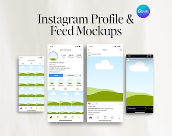 Instagram Profile Feed Canva Mockup Template | IG Story Stories Post Mockup | Social Media Editable Planner | 4/5 Portrait Ratio Insta Post