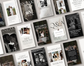 Photographer Instagram Stories Canva Template | Luxury Social Media Stories | Photographer IG | Modern Marketing | Wedding Photographer