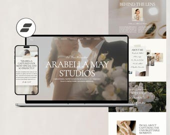 Romantic Showit Photography Website Template |  Feminine Photographer Website & portfolio | Neutral Scrapbook Style | Luxury Design