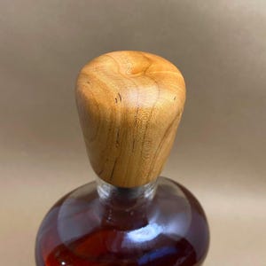 Extended Liquor Bottle Stopper, maple wood, stainless steel, hand turned