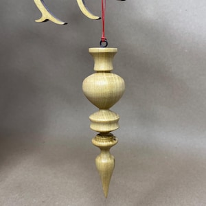 Wood Christmas Ornament, hand turned, hickory wood CO12