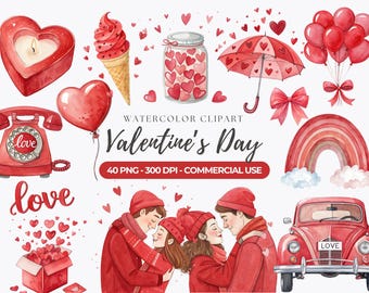 Valentinstag Clipart, Paar PNG, romantische Illustrationen, Valentinstag Sublimation, Scrapbooking (digitaler Download)