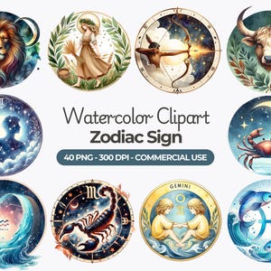 Aquarell Sternzeichen Clipart, Astrologie PNG, Sternzeichen Symbole, Skorpion, Jungfrau, Zwilling, Fische, Waage, Krebs, kommerzielle Nutzung