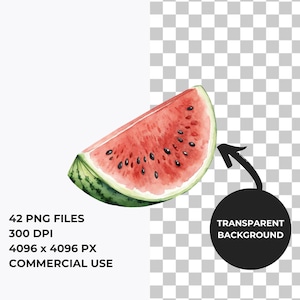 Aquarell Früchte Clipart, Obst PNG Bundle, Obst Sublimation, Apfel, Banane, Erdbeere, Wassermelone, kommerzielle Nutzung Bild 2