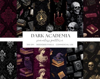 Dark Academia Seamless Pattern, Gothic Digital Paper, Vintage Victorian Background, Junk Journal (Digital Download)