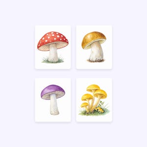 Watercolor Mushrooms Clipart, Woodland PNG (Commercial Use) image 6