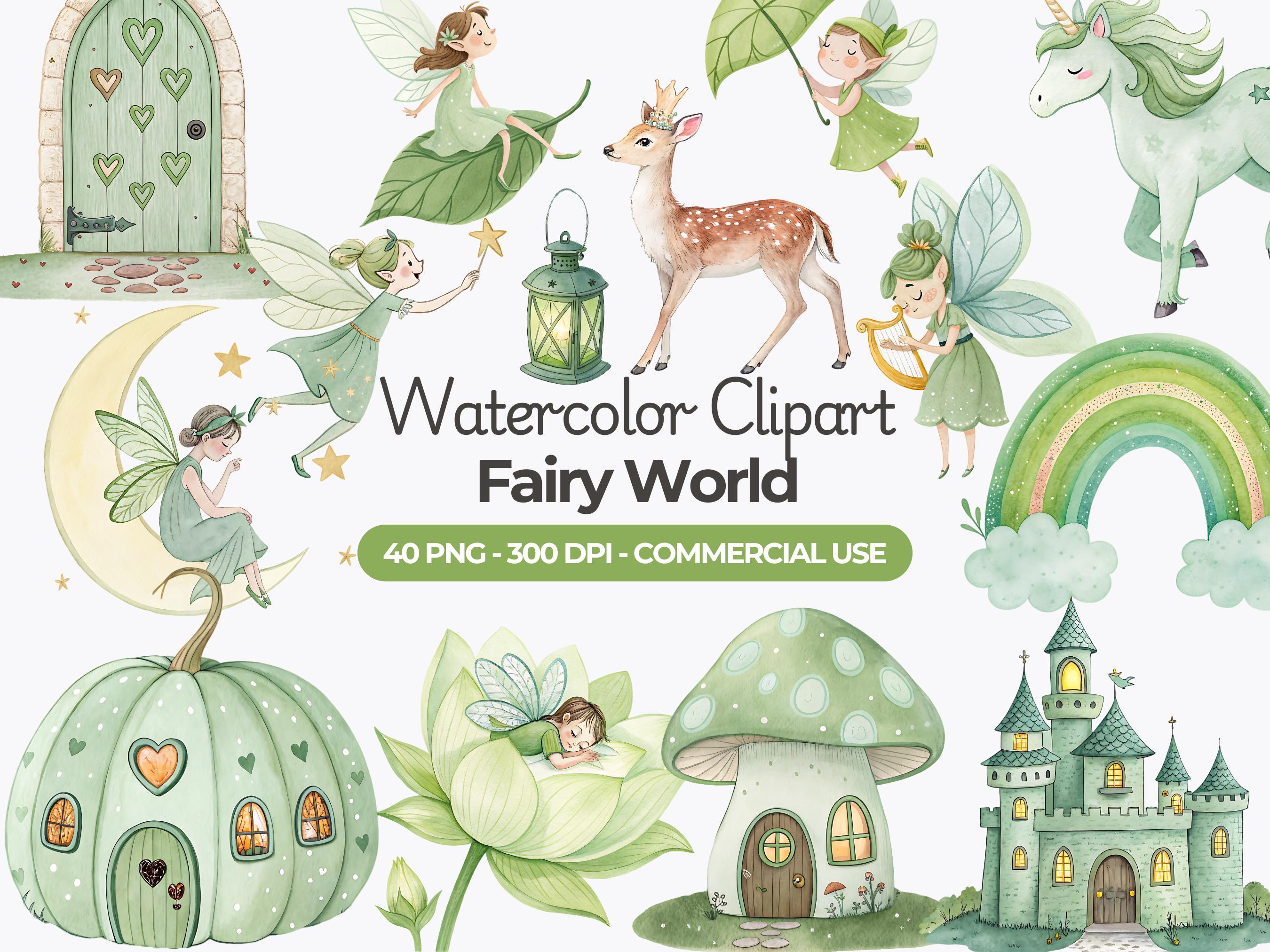 Watercolor Green Fairy Clipart, Fairy PNG, Fairy Garden Clipart, Green Fairy Graphics, Nursery Clip Art, Commercial Use