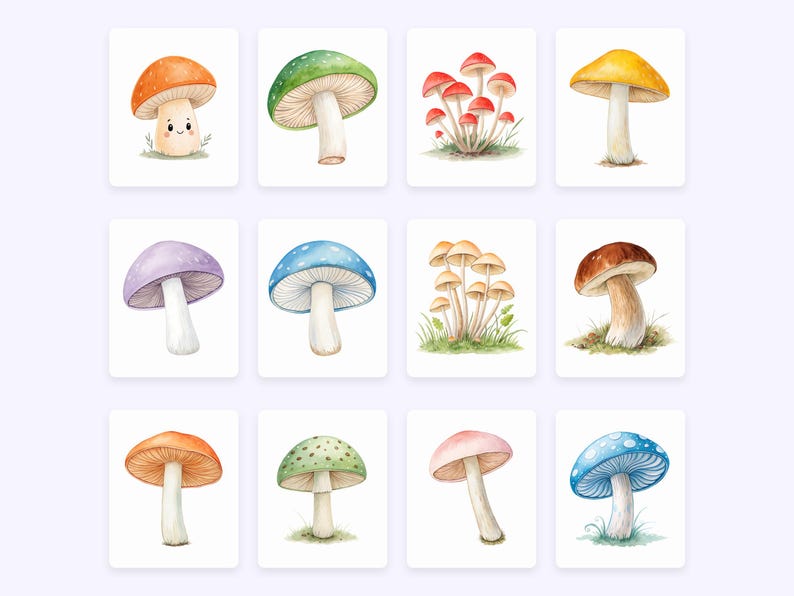 Watercolor Mushrooms Clipart, Woodland PNG (Commercial Use) image 5