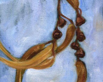 RAMAS DE EUCALIPTO Hojas y ramas de eucalipto, impresión de 9.65x7.5" de pintura al óleo original, arte botánico
