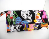Envelope Wallet Day of the Dead Sugar Skull Wallet Wristlet Coin Purse Check Book Cell Phone Bridesmaid Gifts