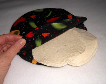 Tortilla Warmer for the Microwave /  Hot Peppers / Hot Pocket