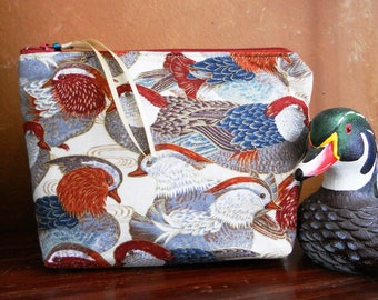 Wood Duck Make Up / Cosmetic / Coin /  Cell Phone / Wristlet / Pouch / Organizer