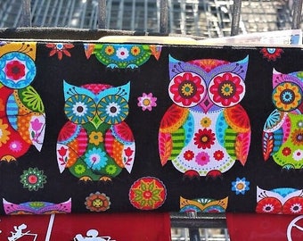Coupon Organizer Owls & Rainbow Colors / Storage Case with Dividers / Check Book Case