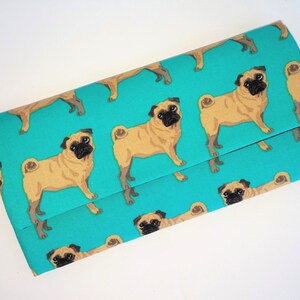 Pugs Sobre Cartera-Pulsera-Monedero-Titular de la tarjeta de crédito-Libro de cheques-Bolsa del teléfono celular