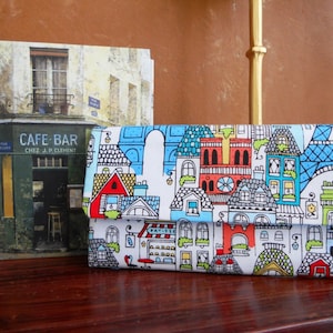 Croquis de Paris en couleur enveloppe portefeuille / bracelet / pochette / carte de crédit / chéquier / téléphone portable / cadeaux de demoiselle d'honneur