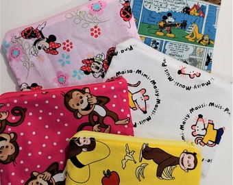 Reusable Zippered Snack Bag 5 Choices, Back to School, Washable, 3 size, Choice of Lining, Storage Pouch