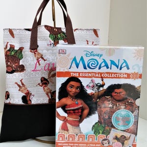 Cabas Moana et 2 livres / Coffret cadeau / Sac de voyage / Nom de l'enfant brodé