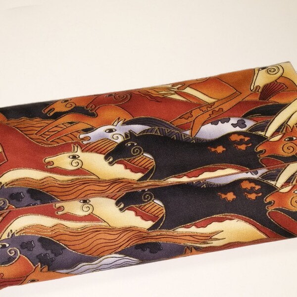 Laurel Burch stof envelop portemonnee / wilde paarden portemonnee / Clutch / cel telefoon / Check boek / Credit videokaart / munt /