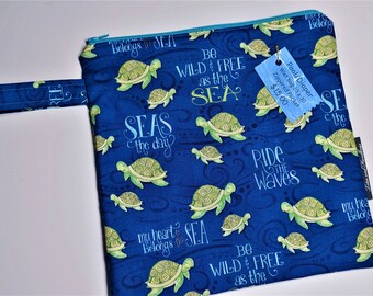 Sea Turtles Ride the Waves 2 Wet Bag Single Pocket, Pool Bag, Diaper Bag