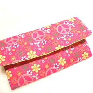 Carteira Boho Envelope/Carteira/Pulseira de tecido com sinais de paz