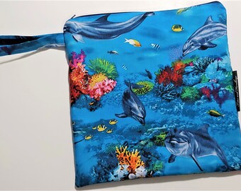 Dolphin Wet Bag Single Pocket, Pool Bag, Diaper Bag