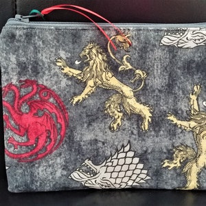 Bolsa de monedas con cremallera de Juego de Tronos / Funda para teléfono celular / Cartera / Tote / Bolsa de maquillaje / Organizador / Almacenamiento de toallas sanitarias