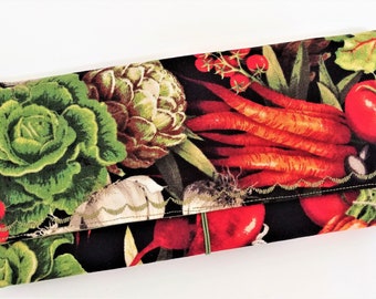 Coupon Organizer Garden Vegetables  / Storage Case with Dividers / Check Book Case Ready to Ship