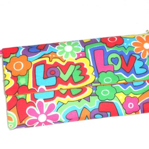 Cartera de sobre boho / Cartera / Pulsera / Chequera / Bolsa para teléfono celular / Amor de graffiti psicodélico