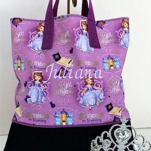 Sofia Princess in Training Child Tote / School Tote / Book Travel Bag / Overnight Bag / Embroidered with Childs name