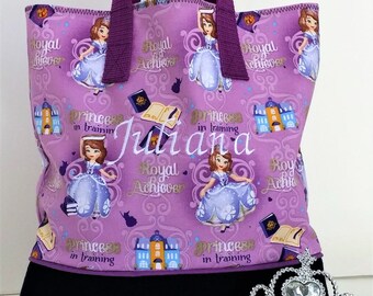 Sofia Princess in Training Child Tote / School Tote / Book Travel Bag / Overnight Bag / Embroidered with Childs name