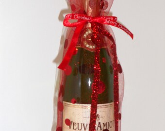 Christmas Red Dots Sheer Wine Bag Ready to Ship Next Day