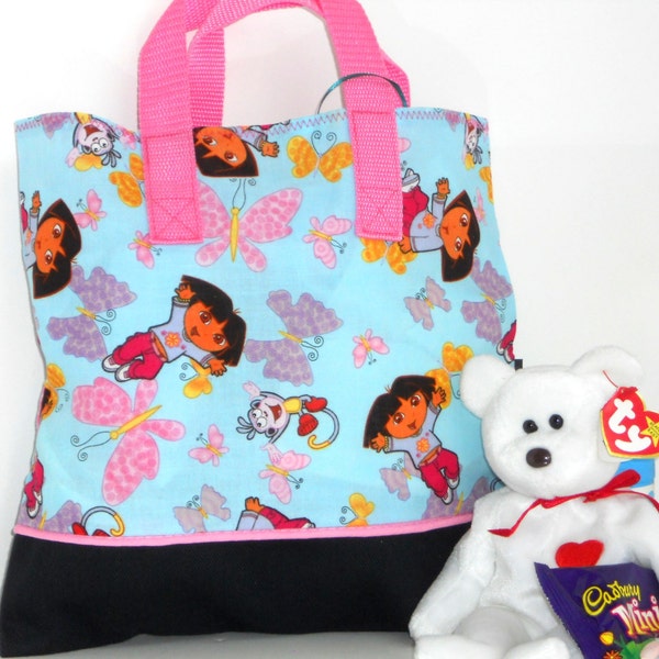 Dora the Explorer with Butterflies and Friends Child Tote / Lunch bag / School Tote / Book & Travel Bag / Embroidered with Child's Name