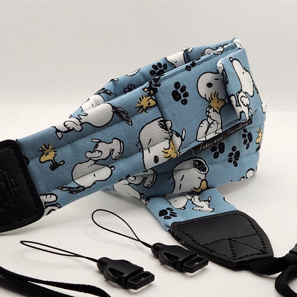 Snoopy and Woodstock DSLR Camera Strap in Blue