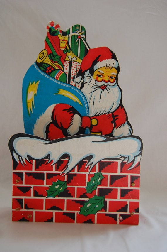 christmas vintage santa holiday greeting card holder wall