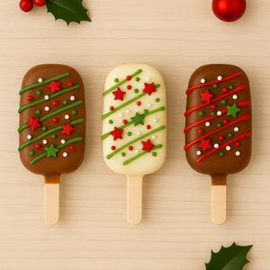 3 weihnachtliche Fudge Pops | Schokoladenüberzogener handgemachter Fudge | Festliches Gastgeschenk Strumpffüller Geschenk | Cornish Fudge Treat I Fudge