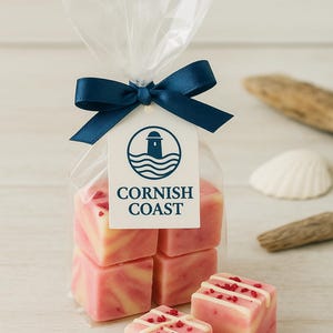 Raspberry White Chocolate Fudge I Cornish Fudge I Luxury Handmade Cornish Fudge | Gourmet Gift | Cornish Confectionery | Artisan Sweet Gift